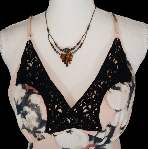 Aqua Floral Pattern Sleeveless Midi Dress. S - Picture 2 of 13